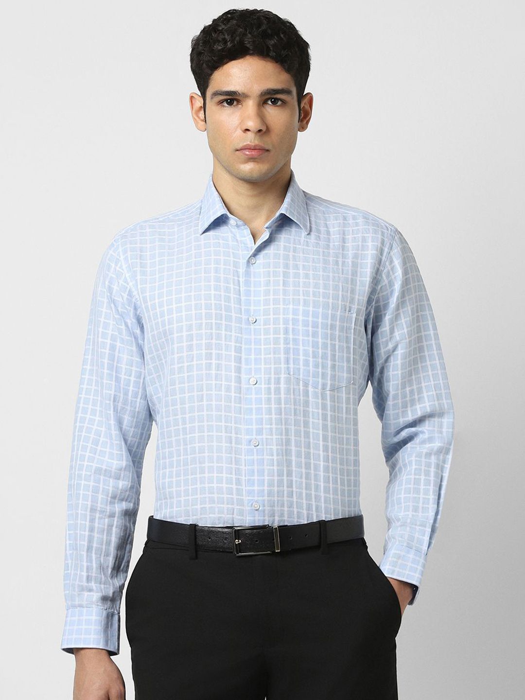 Van Heusen Men Checked Spread Collar Formal Shirt-picture-10