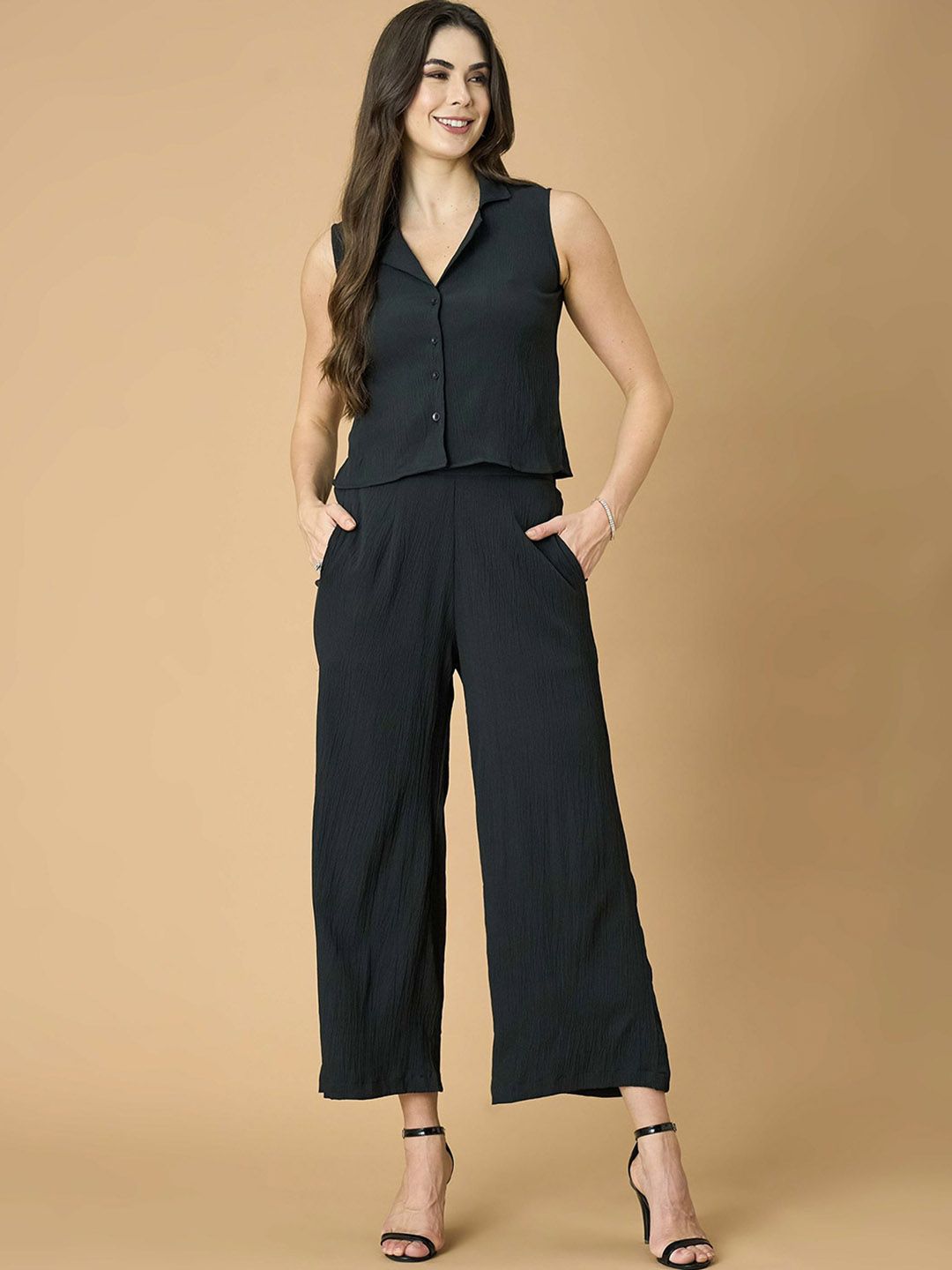 all about you Textured Sleeveless Crop Shirt & Trouser-picture-34