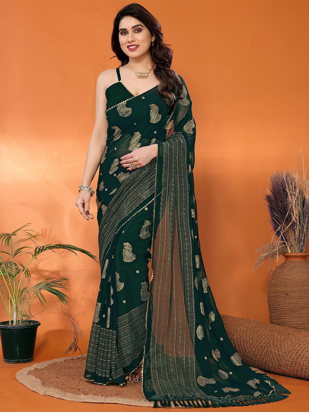 all about you Woven Design Zari Pure Georgette Banarasi Saree With Unstitched Blouse Piece-picture-46
