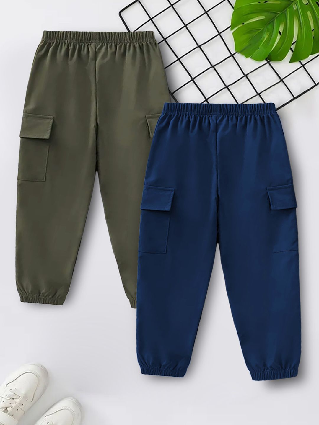 YK X Trampoline Kids Pack Of 2 Cotton Elastic Waistband Joggers-picture-46