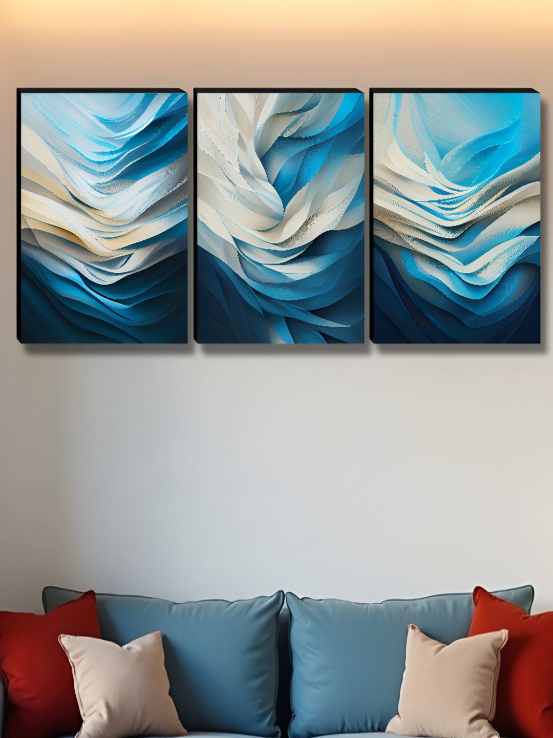 Myntra Elegant Homes Blue & White 3 Pieces Abstract Wall Arts-picture-24