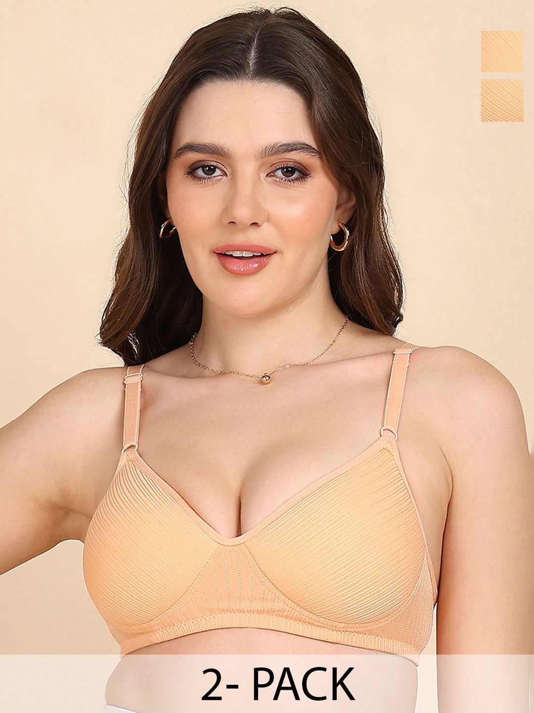 KOMLI Women Pack of 2 Full Coverage Seamless Lightly Padded T-shirt Bra-picture-13