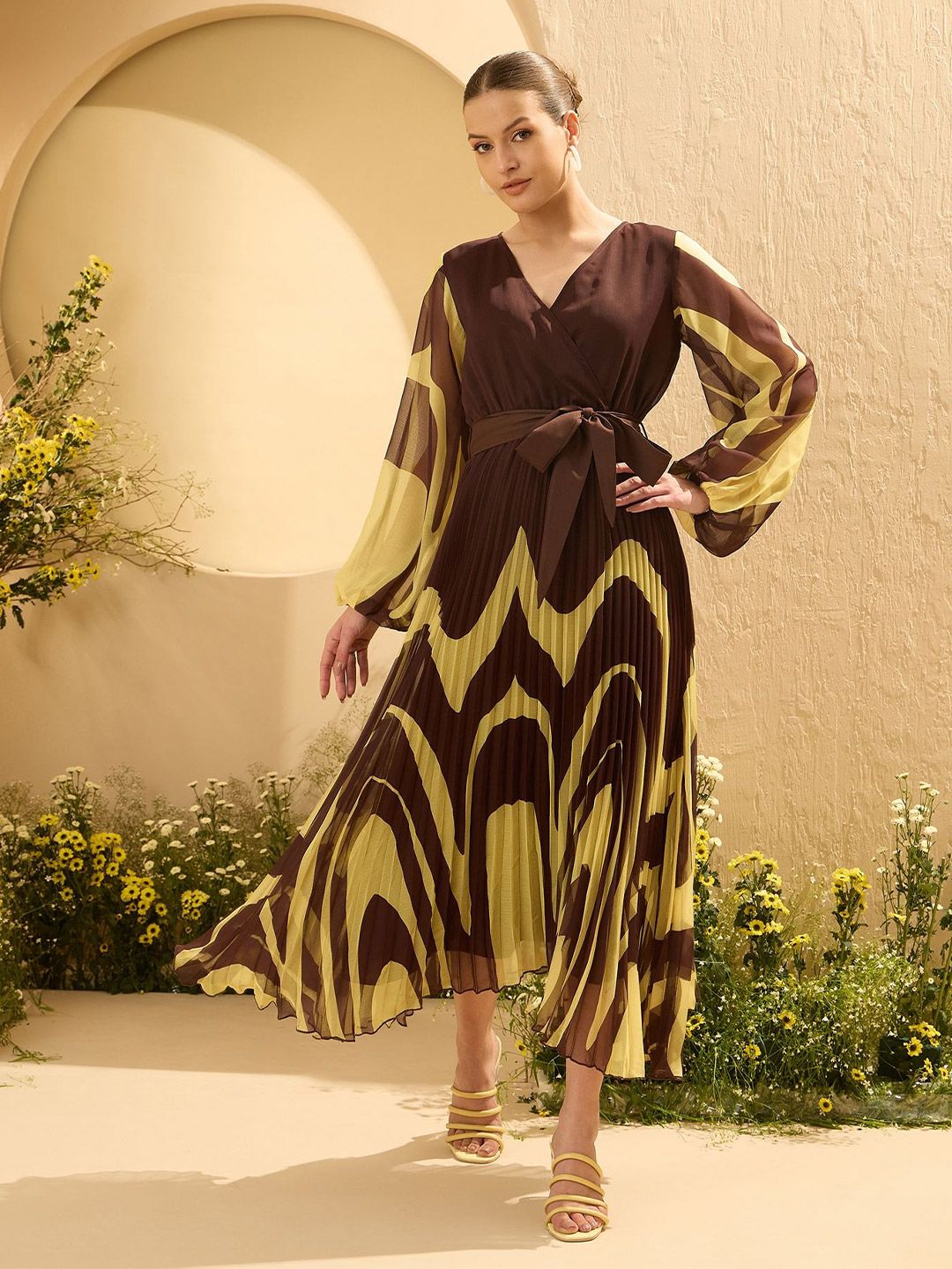 Antheaa Tropical Print Chiffon Midi Dress-picture-33