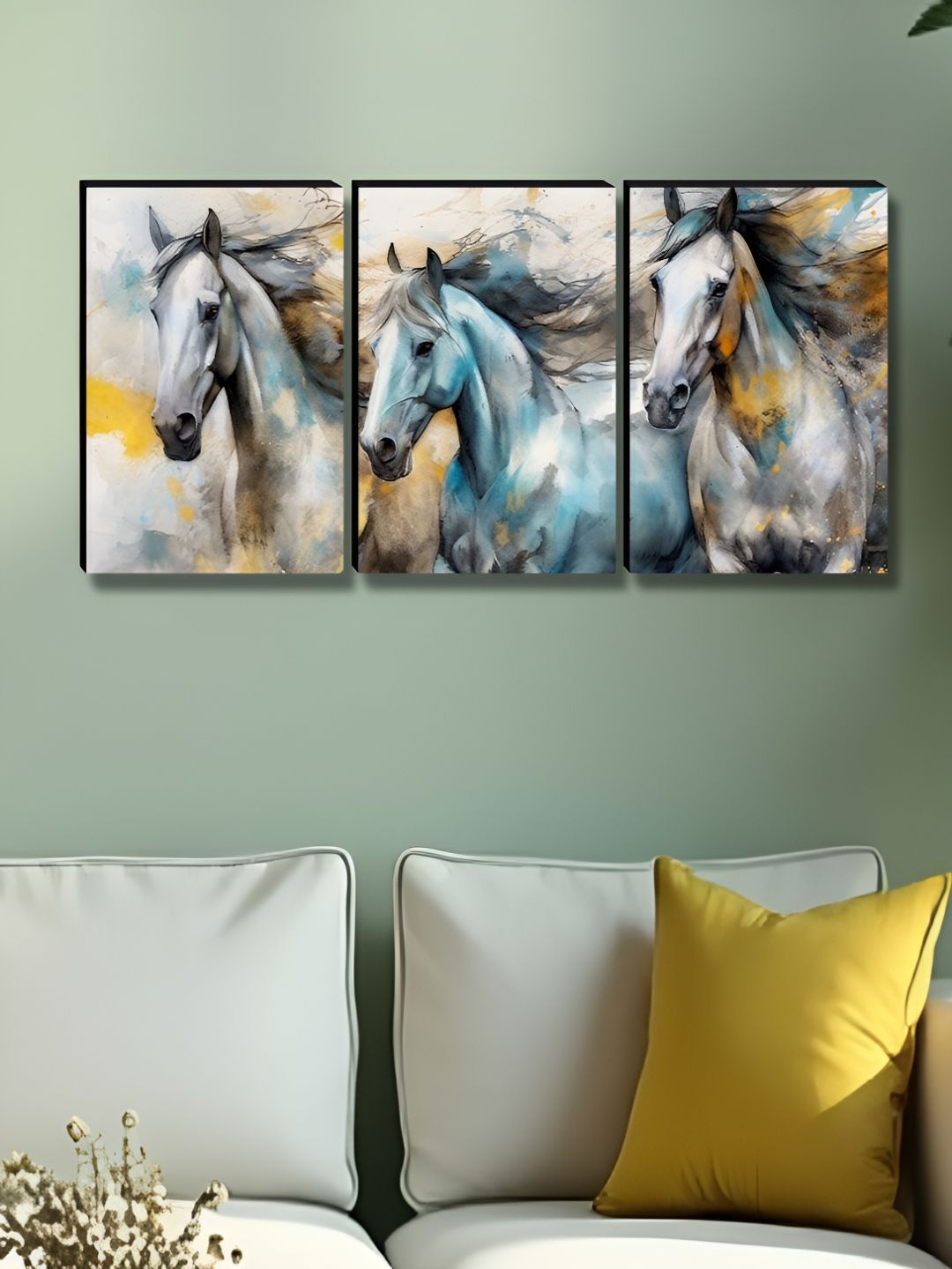 Myntra Elegant Homes Blue & Grey 3 Pieces Birds and Animals Wall Arts-picture-22