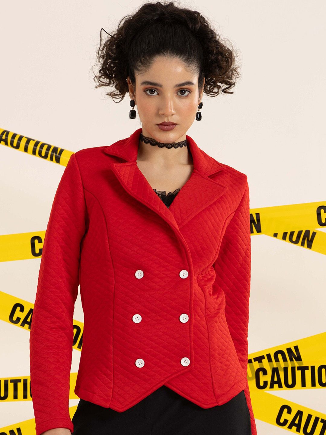 BAESD Notched Lapel Collar Double Breasted Blazer-picture-51