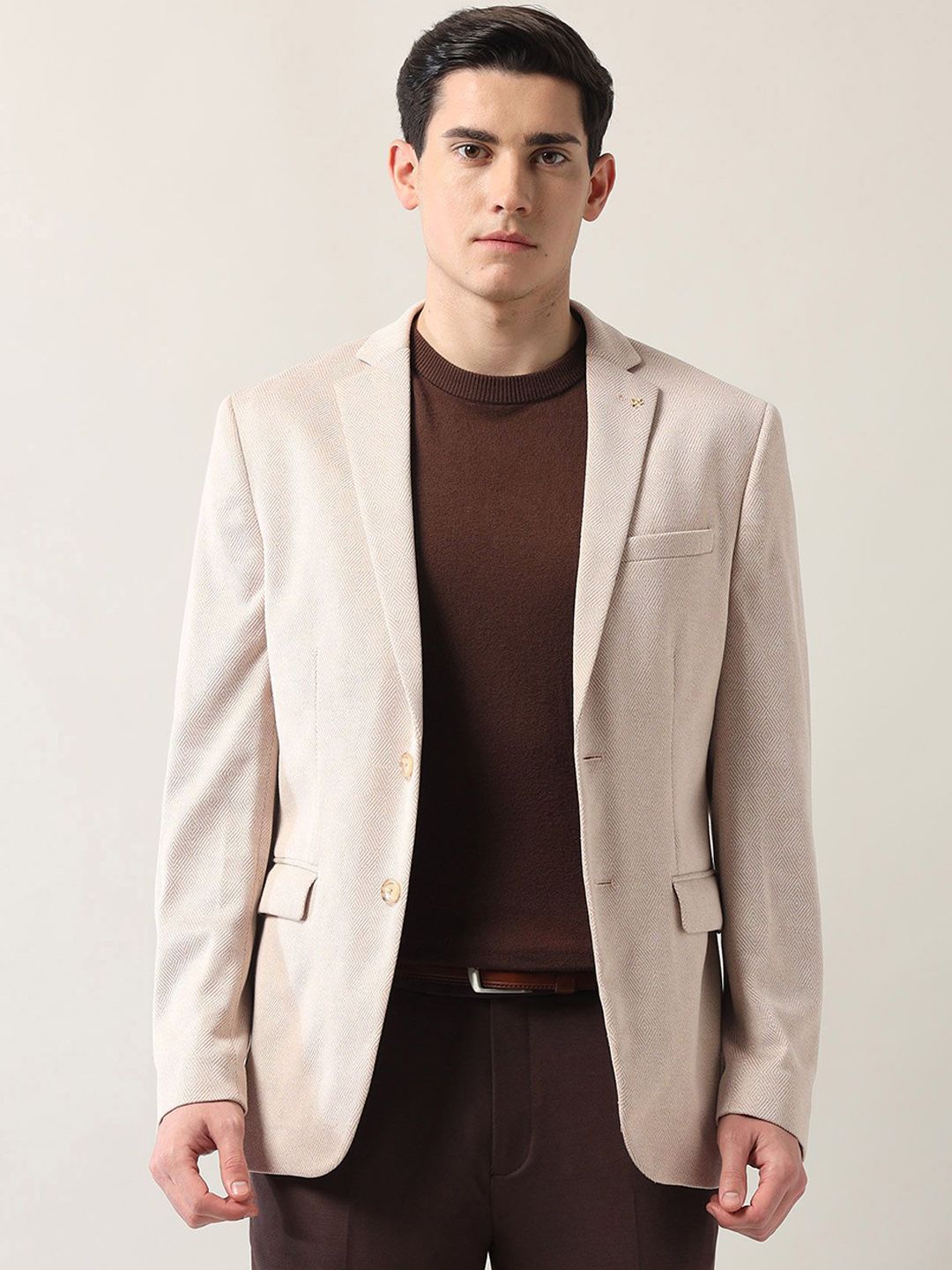 Arrow Self Design Notched Lapel Collar Single Breasted Slim Fit Formal Blazer-picture-40