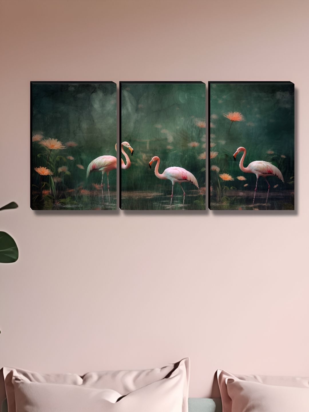 Myntra Elegant Homes Green & Peach-Coloured 3 Piece Birds and Animals Duck Wall Art-picture-38