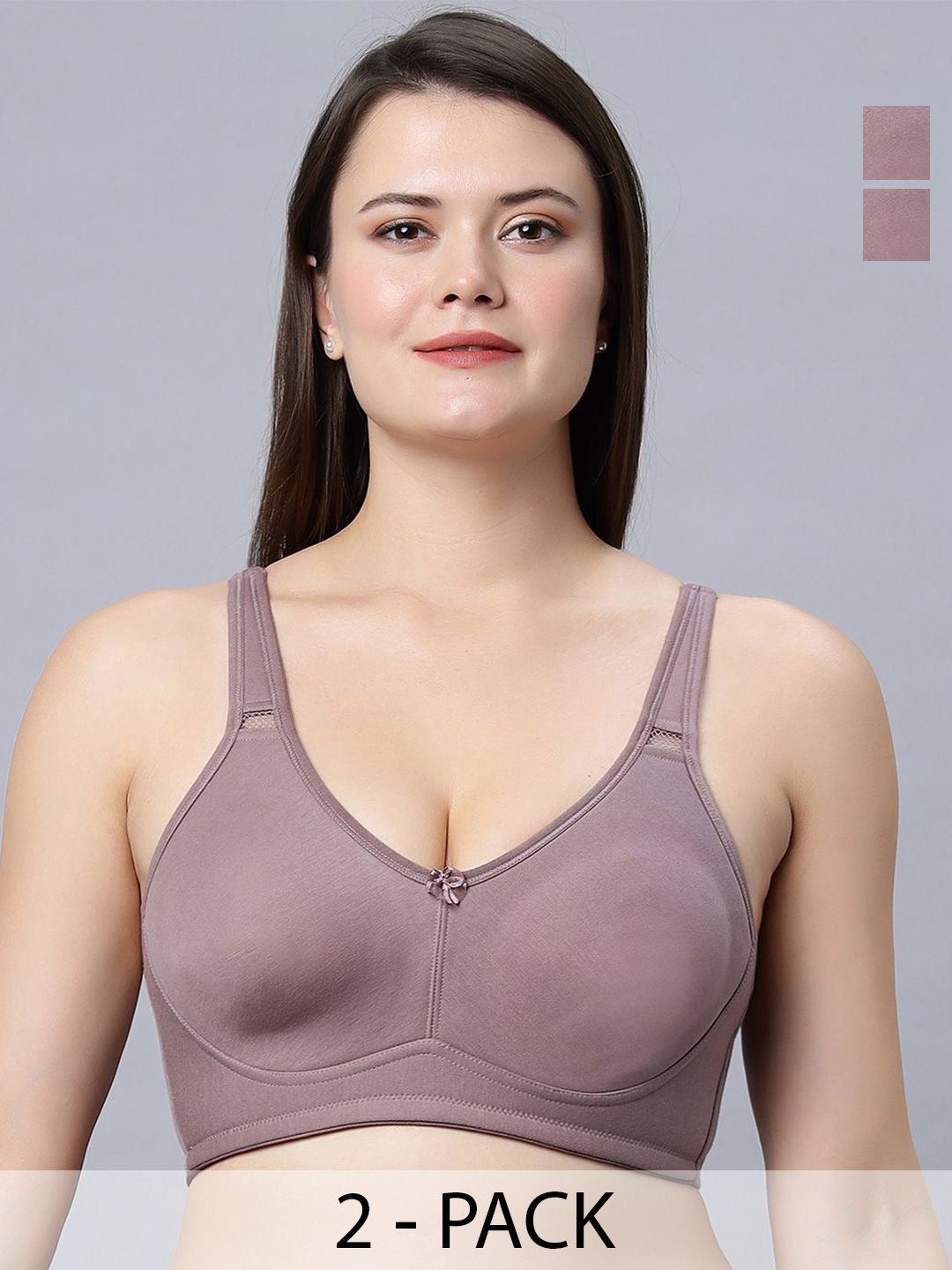 In Care Women Pack of 2 Full Coverage Non Padded Pure Cotton T-shirt Bra