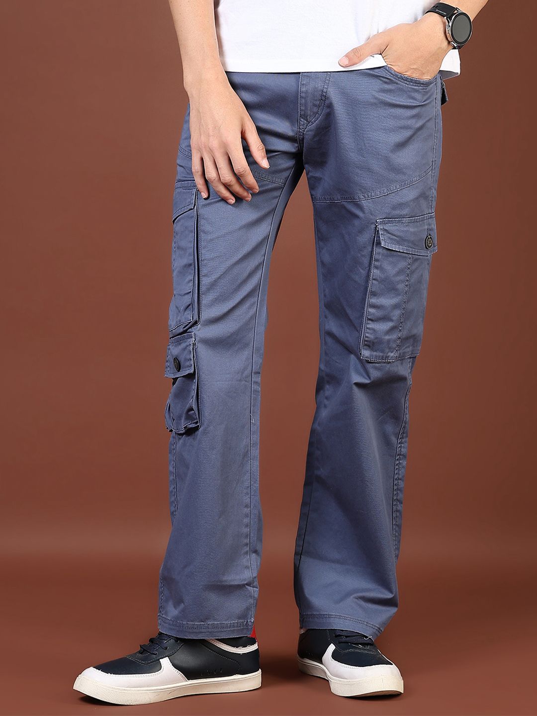 V-Mart Men Cotton Regular Fit Mid-Rise Cargos Trousers-picture-39