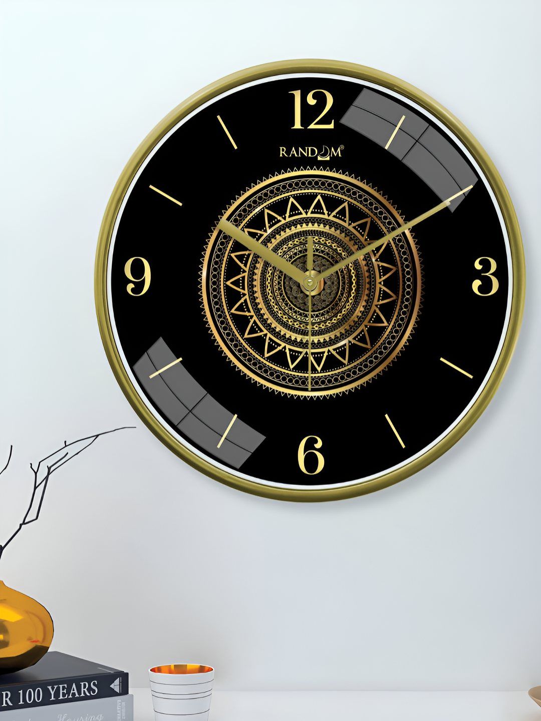 RANDOM Yellow & Black Printed Sweep Silent Stylish Round Contemporary Wall Clock-picture-34
