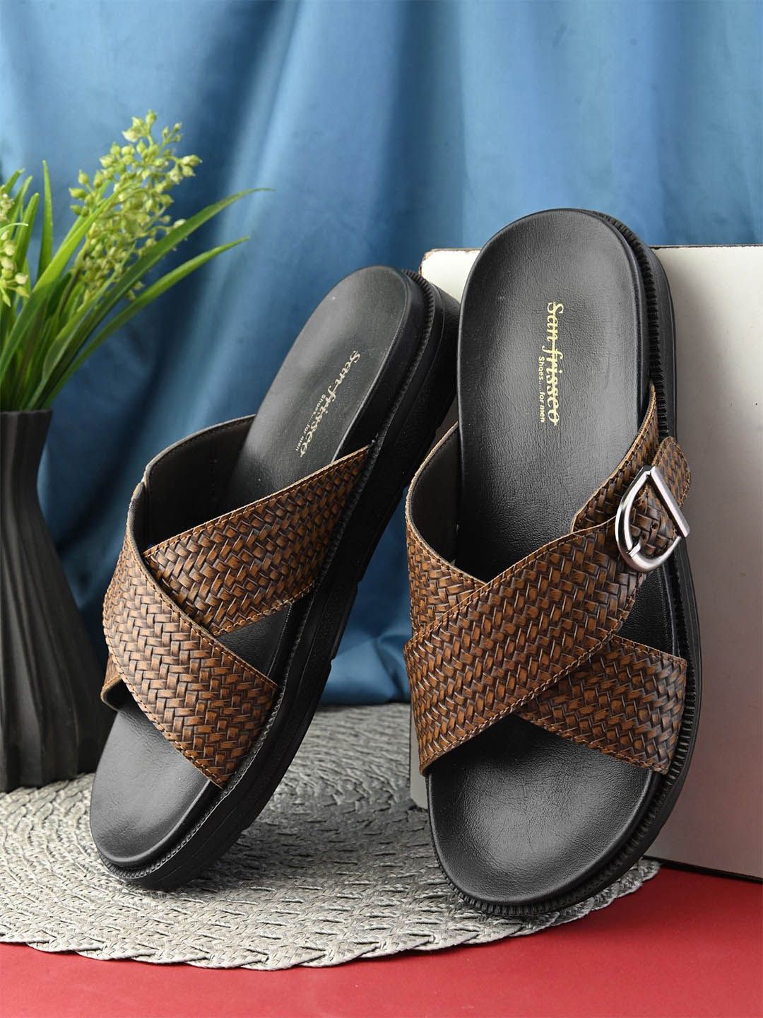 San Frissco Men Textured Comfort Sandals with Buckle-picture-19