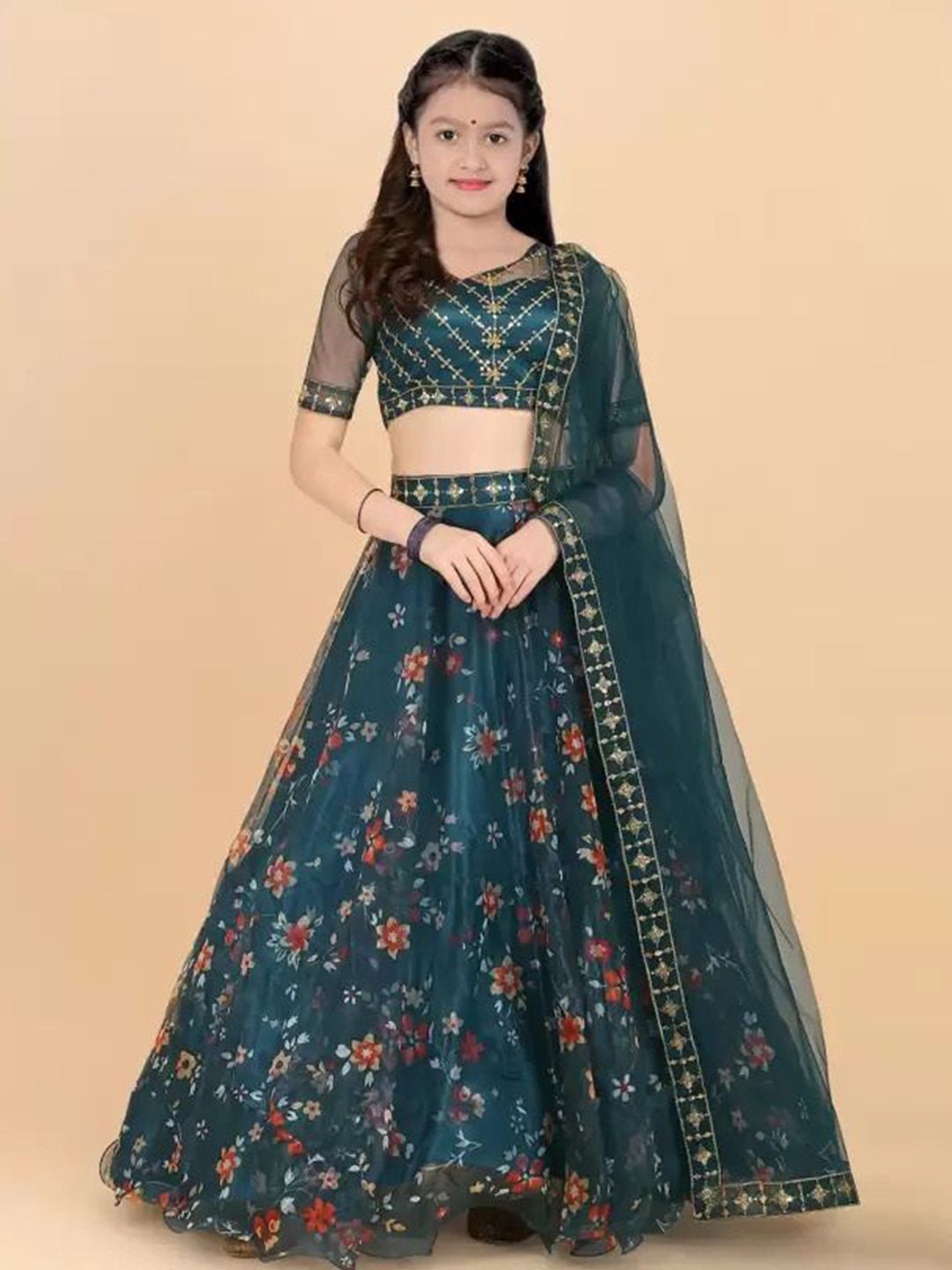 BAESD Embroidered Sequnnied Semi-Stitched Lehenga & Unstitched Blouse With Dupatta-picture-34