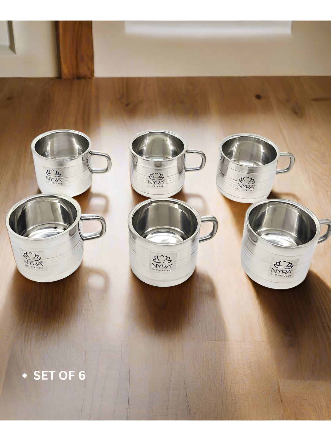 Nyra Kitchenware Steel Textured Stainless Steel Glossy Cups Set of Cups and Mugs-image-31