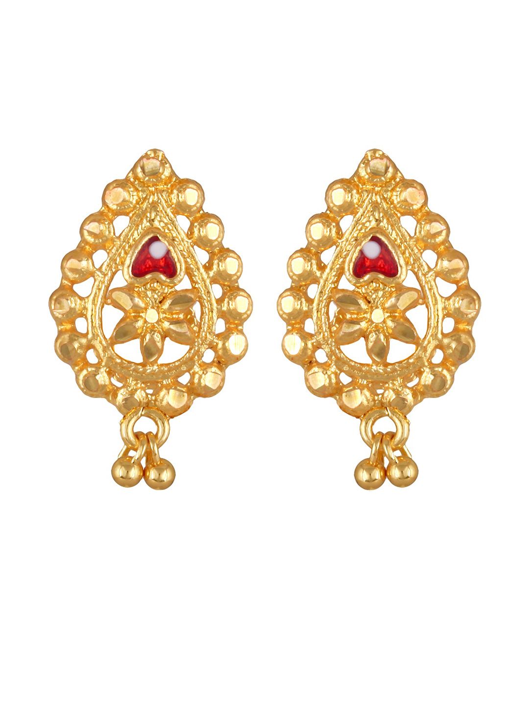 DIVASTRI Gold-Plated Artificial Stones Studded Contemporary Drop Earrings-picture-33