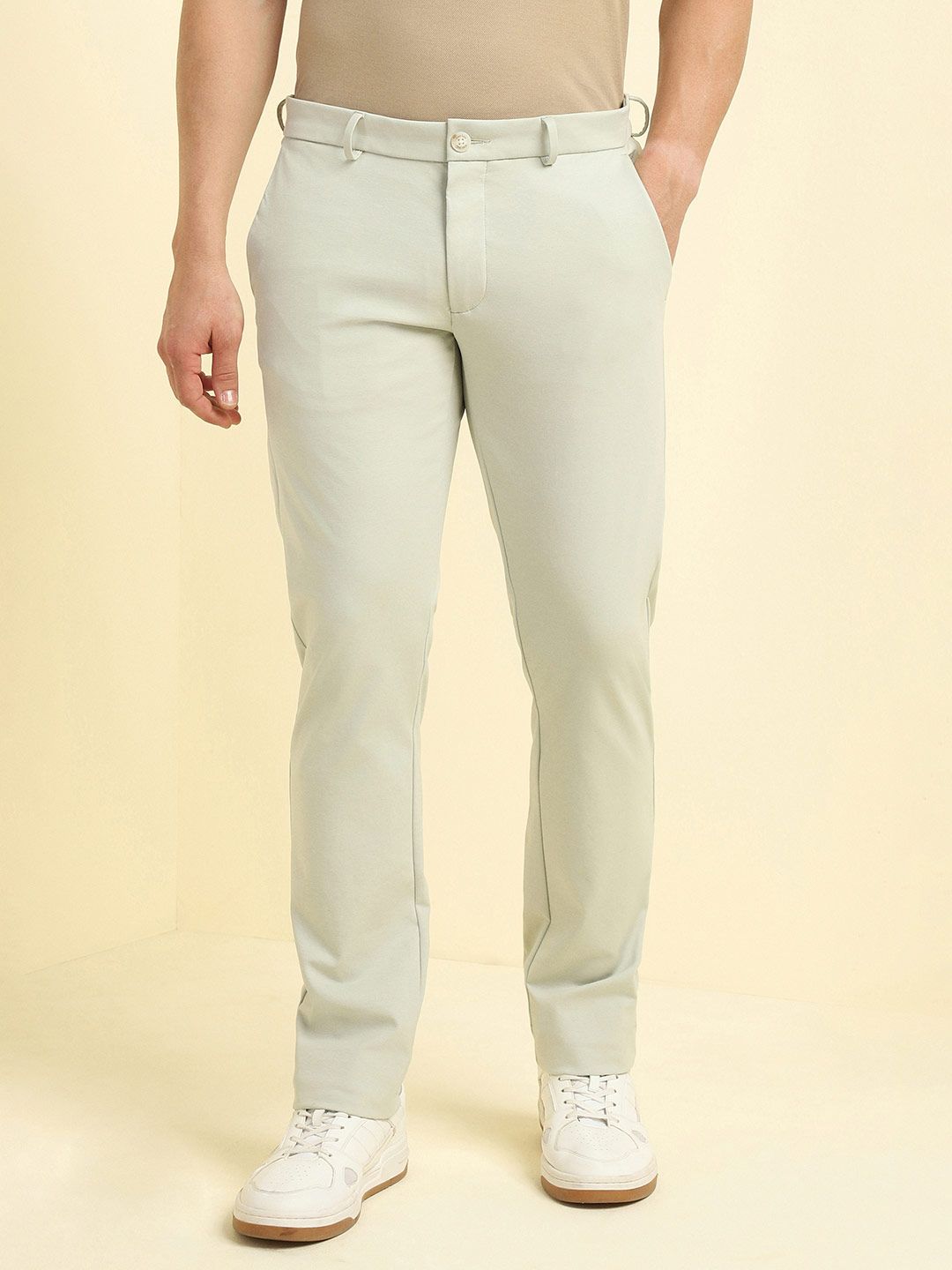 Allen Solly Men Cotton Mid-Rise Slim Fit Trousers-picture-13