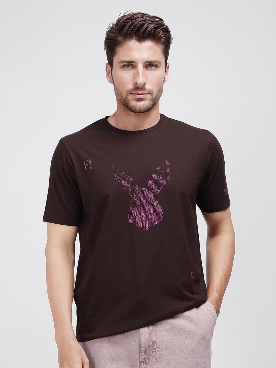 RARE RABBIT Men Printed Applique T-shirt-picture-22