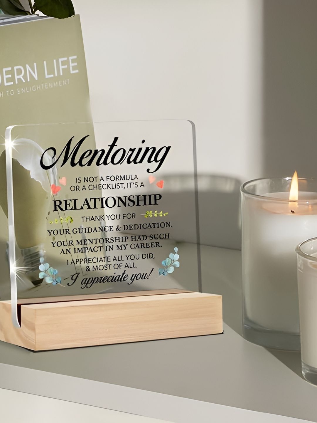 BS AMOR White & Brown Inspirational Thank You Gifts for Mentoring Wooden Showpiece-picture-27