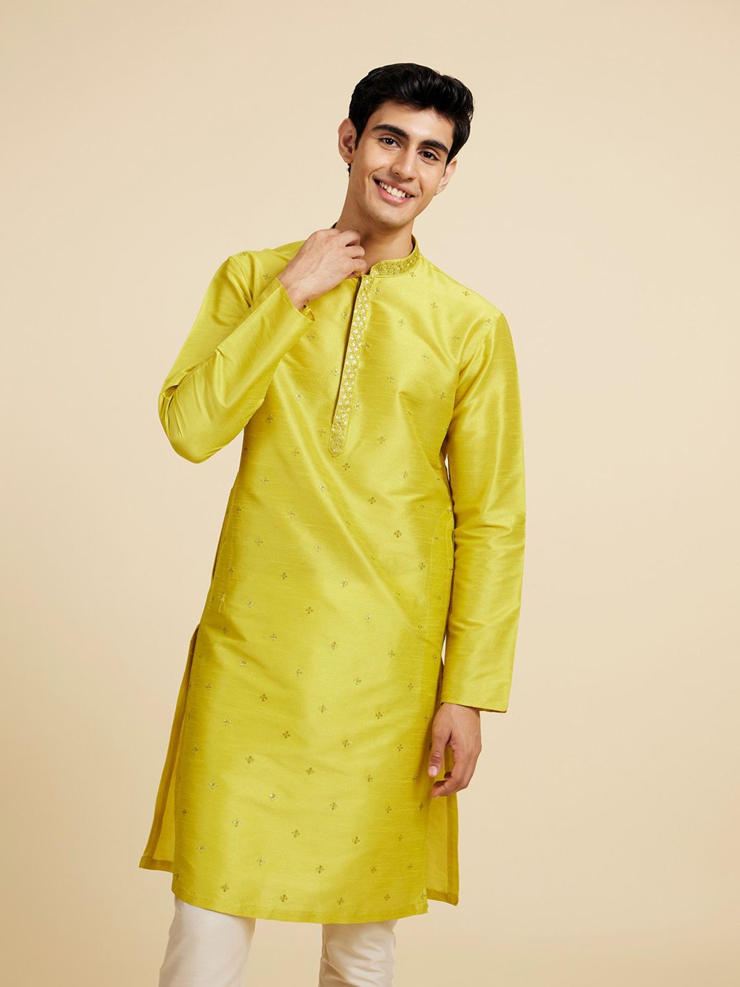 Diwas by Manyavar Woven Design Mandarin Collar Kurta-picture-54