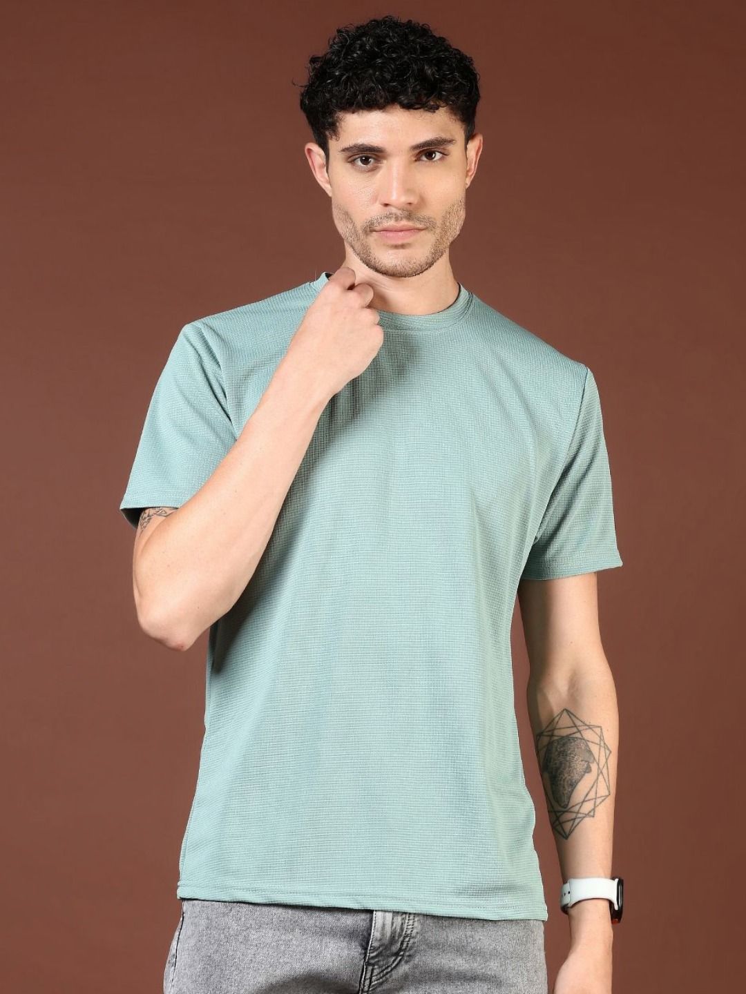 V-Mart Men Solid Round Neck Cotton T-shirt-picture-32