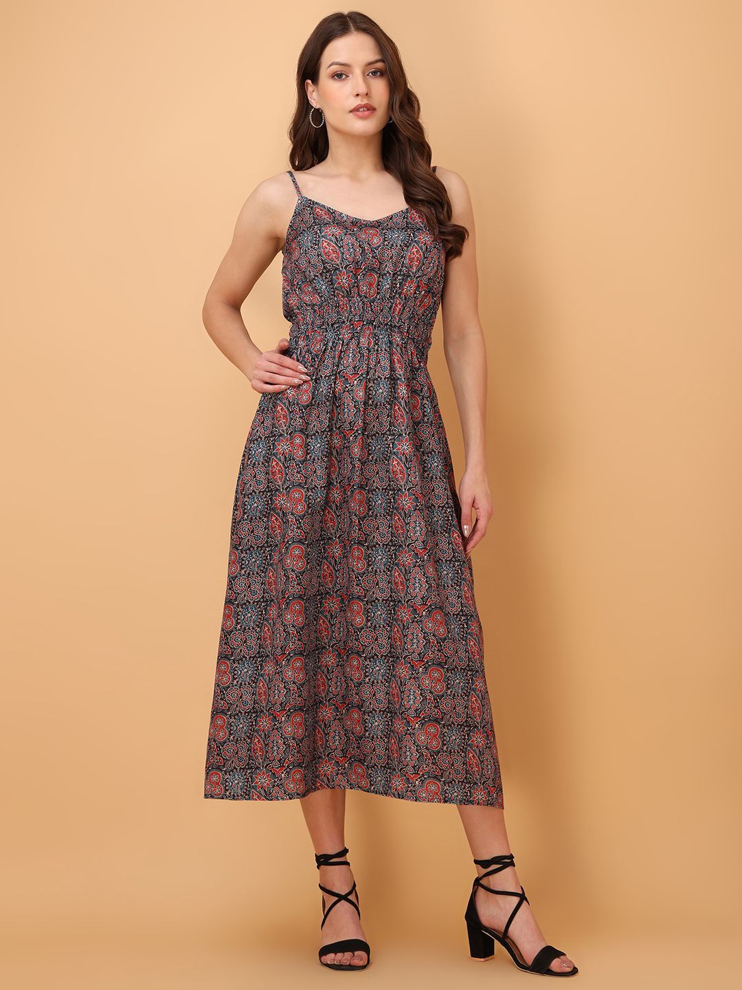 OBSHIVKA Floral Print Fit & Flare Midi Dress-picture-28