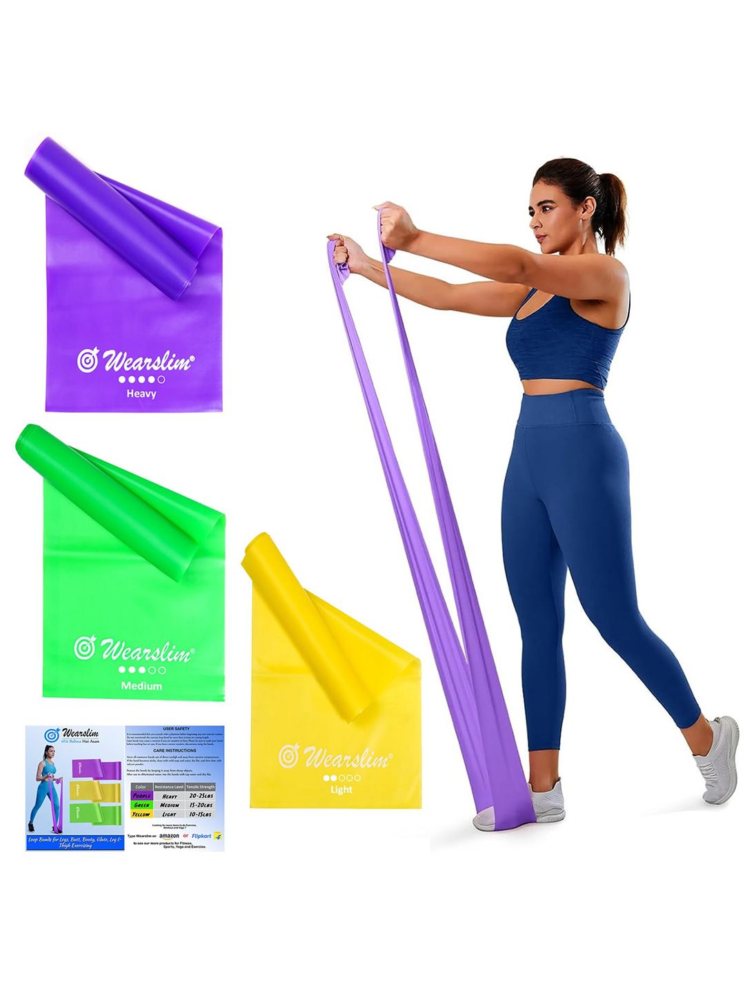 Wearslim Pack Of 3 Professional Elastic Resistance Loop Bands-picture-17