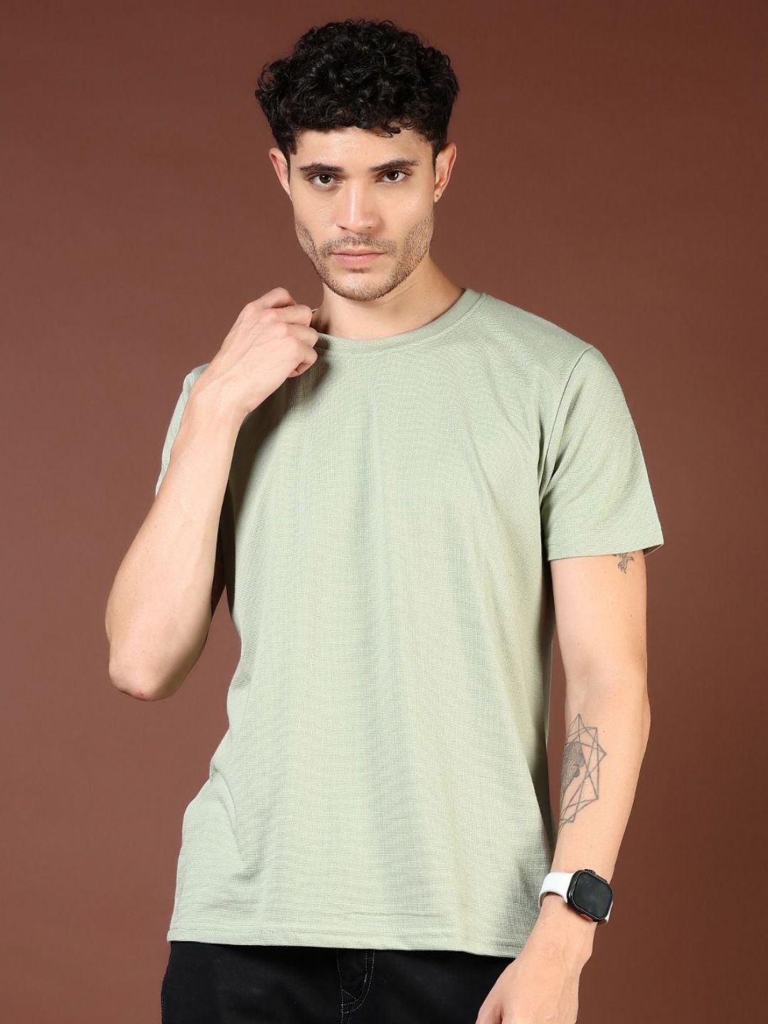 V-Mart Men Solid Round Neck Cotton T-shirt-picture-41