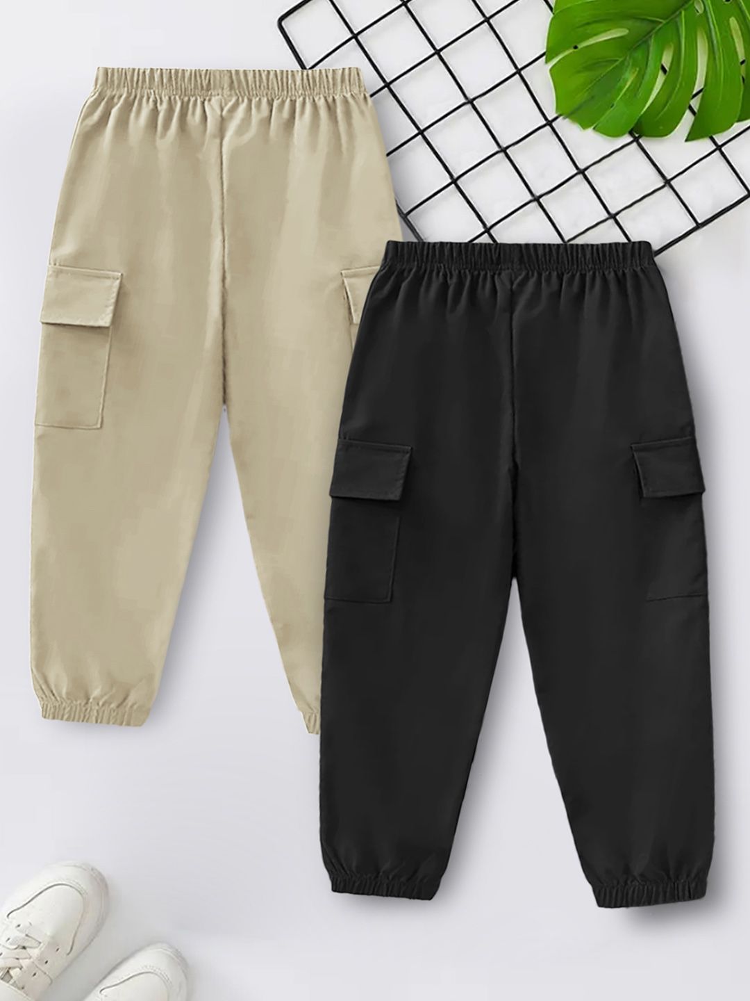 YK X Trampoline Kids Pack Of 2 Cotton Elastic Waistband Joggers-picture-35