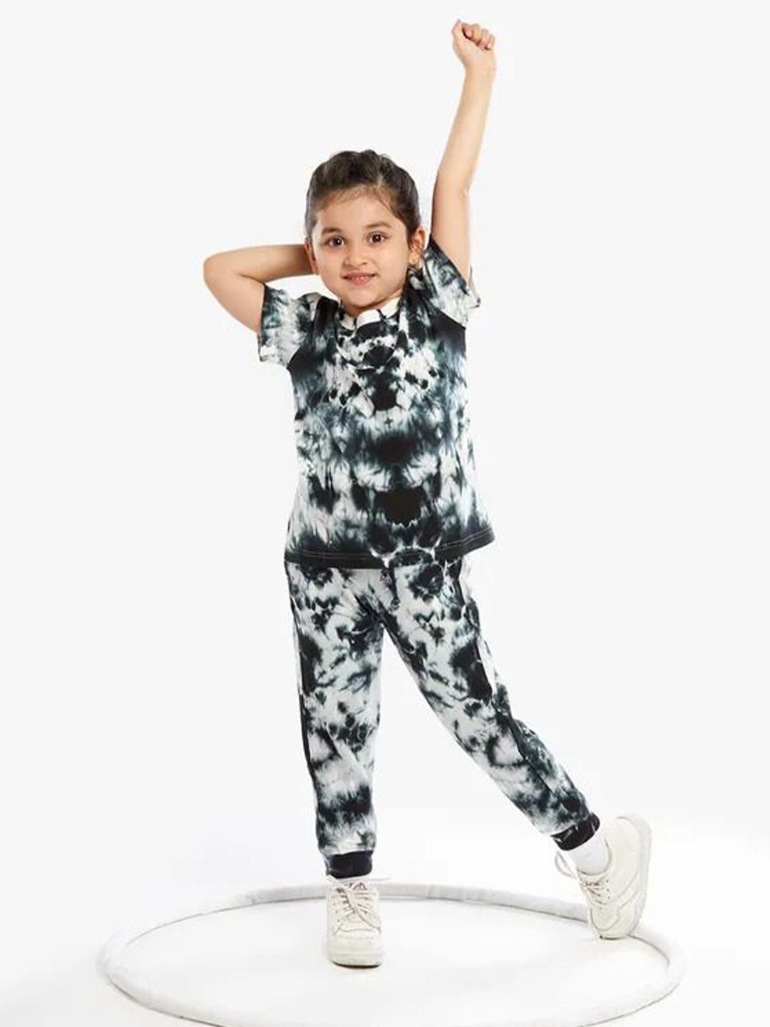 Pink Angel Kids Tie & Dye Short Sleeves Pure Cotton T-shirt With Joggers-picture-42