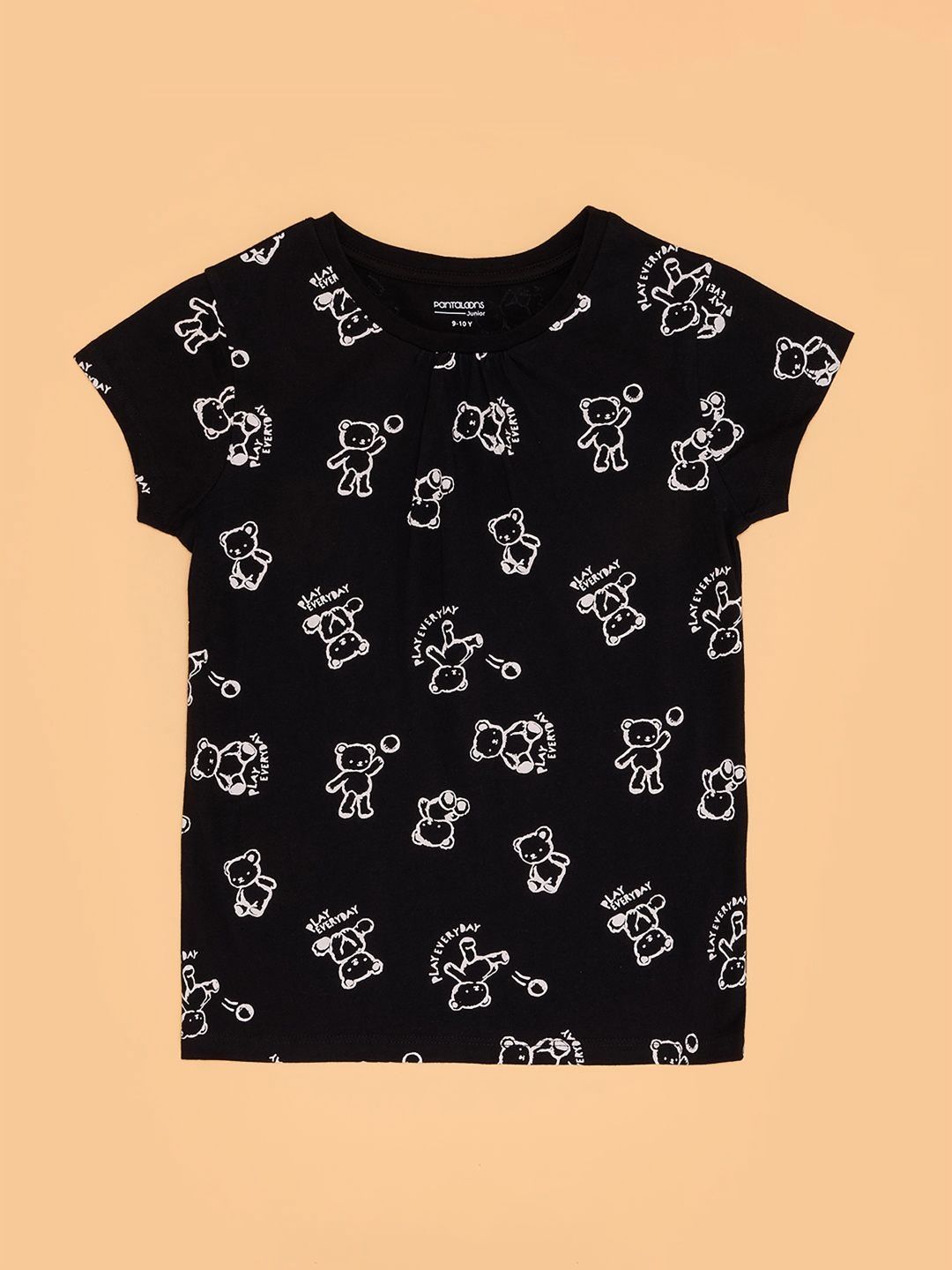 Pantaloons Junior Girls Monochrome Applique T-shirt-picture-18
