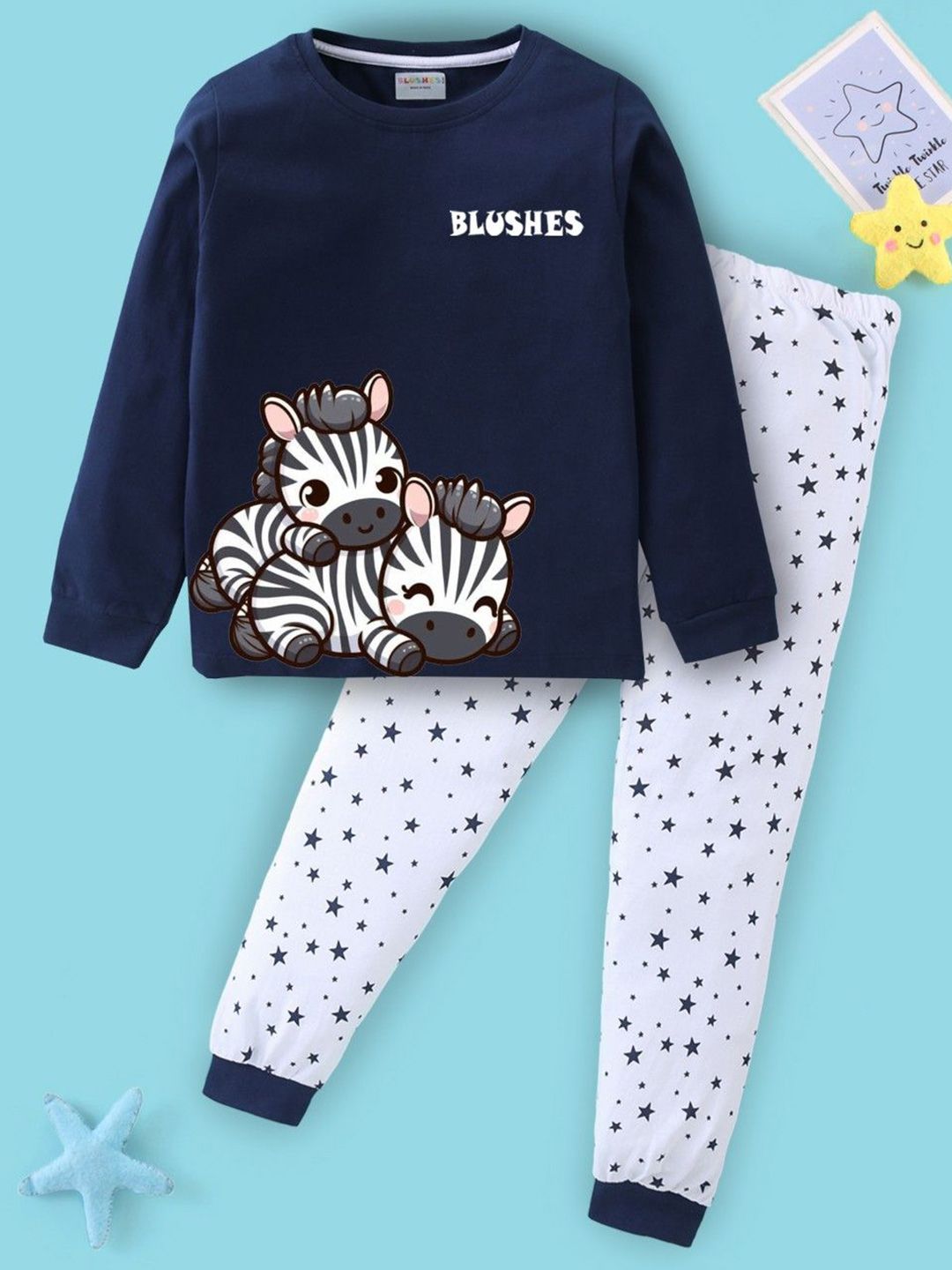 BLUSHES Kids Printed Pure Cotton Night suit