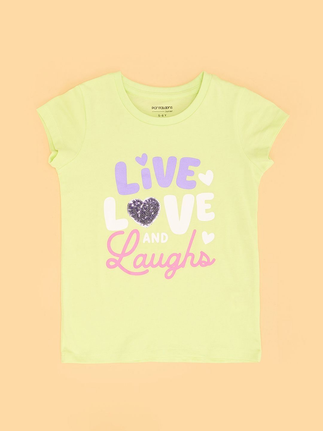 Pantaloons Junior Girls Typography Extended Sleeves Applique T-shirt-picture-43