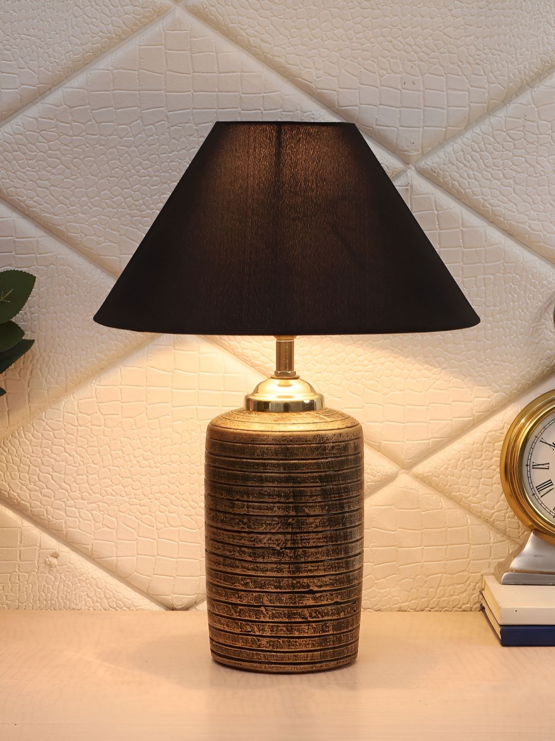 BrightDaisy Black Terracotta Frusturical Shaped Table Lamp-picture-49