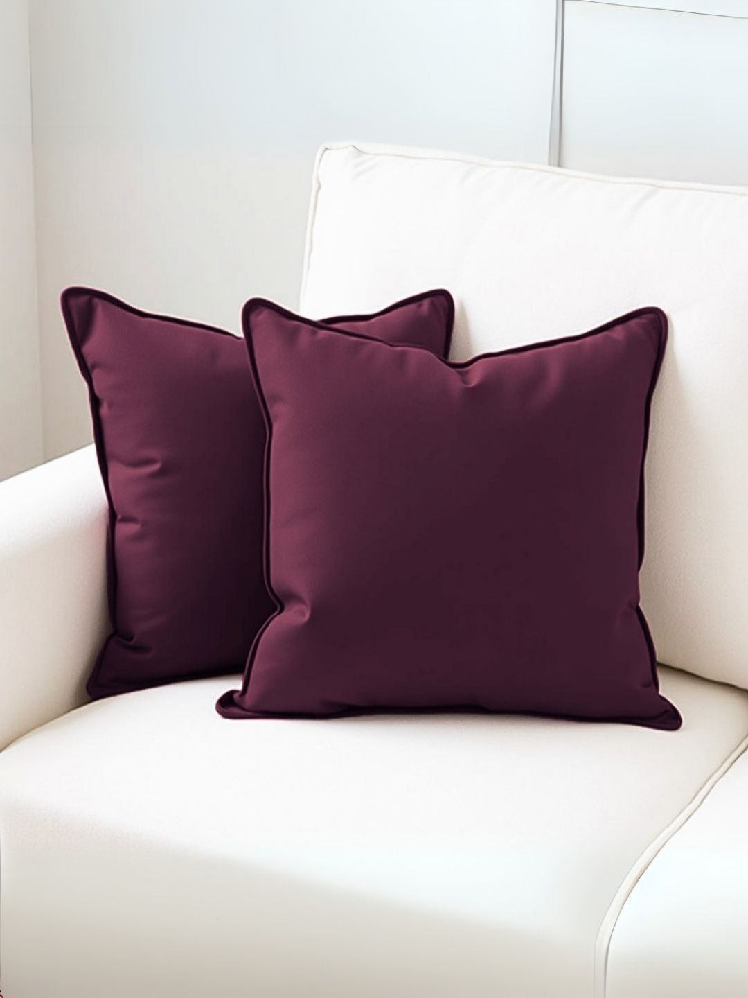 Aurave Burgundy 2 Pieces Cotton Square Cushion Covers-picture-14
