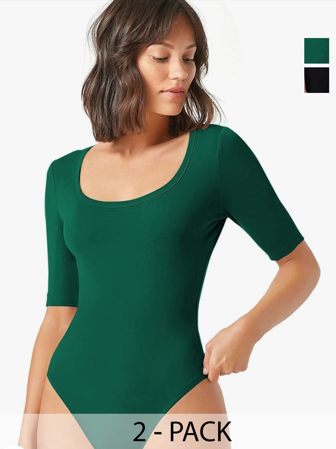 TRENDY ERA Women Pack Of 2 Round Neck Bodysuit-picture-27