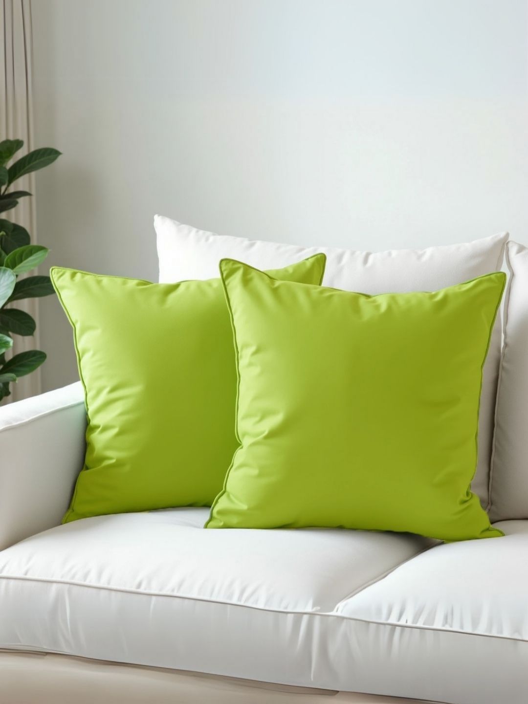Aurave Green 2 Pieces Pure Cotton 210 TC Soft & Comfortable Square Cushion Covers-picture-7
