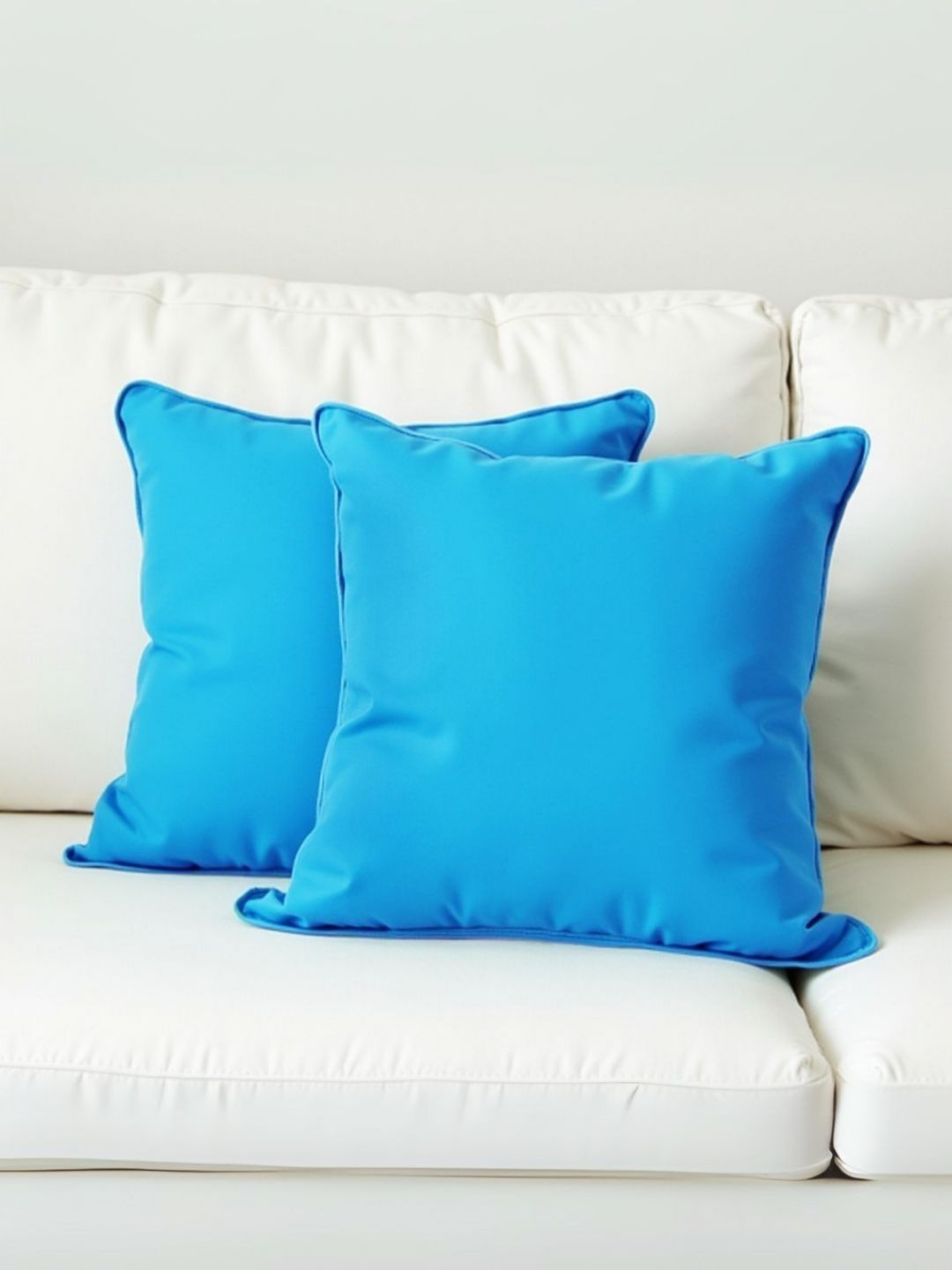 Aurave Turquoise Blue 2 Pieces Pure Cotton 210 TC Soft & Comfortable Square Cushion Covers-picture-17