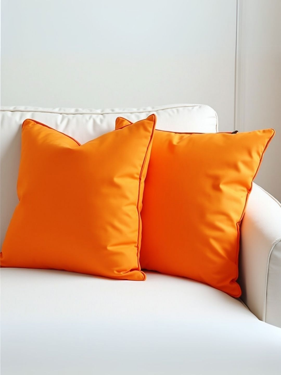 Aurave Orange 2 Pieces Pure Cotton 210 TC Soft & Comfortable Square Cushion Covers-picture-11