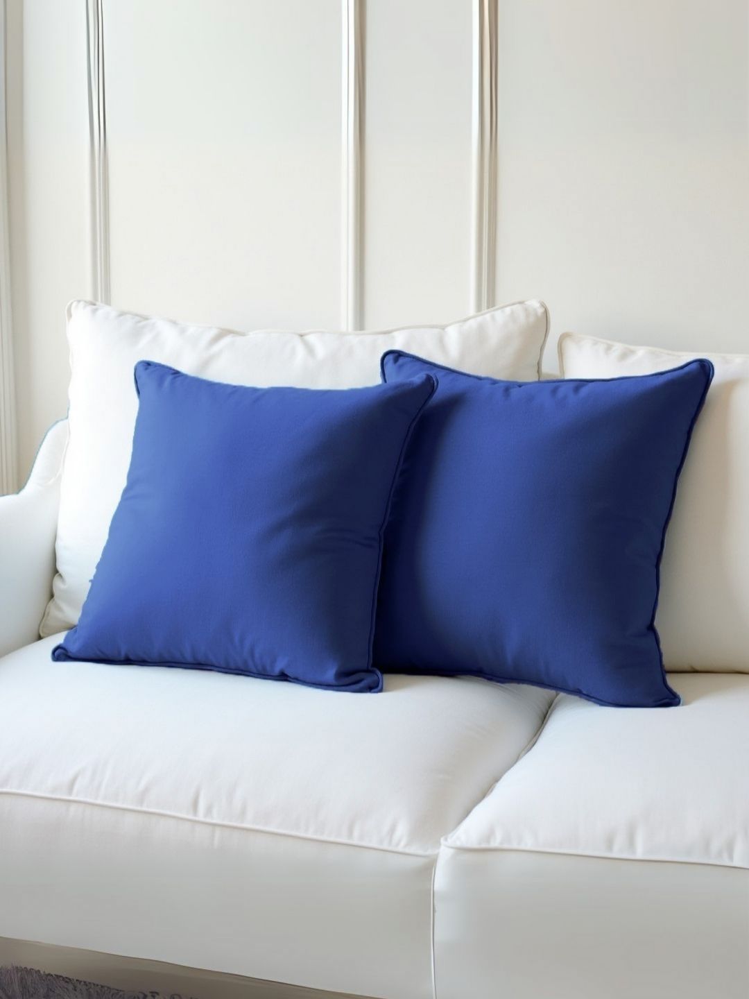 Aurave Blue 2 Pieces Pure Cotton 210 TC Soft & Comfortable Square Cushion Covers-picture-8