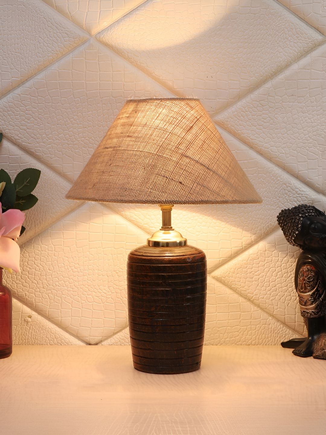 BrightDaisy Brown Terracotta Frusturical Shaped Table Lamp-picture-16