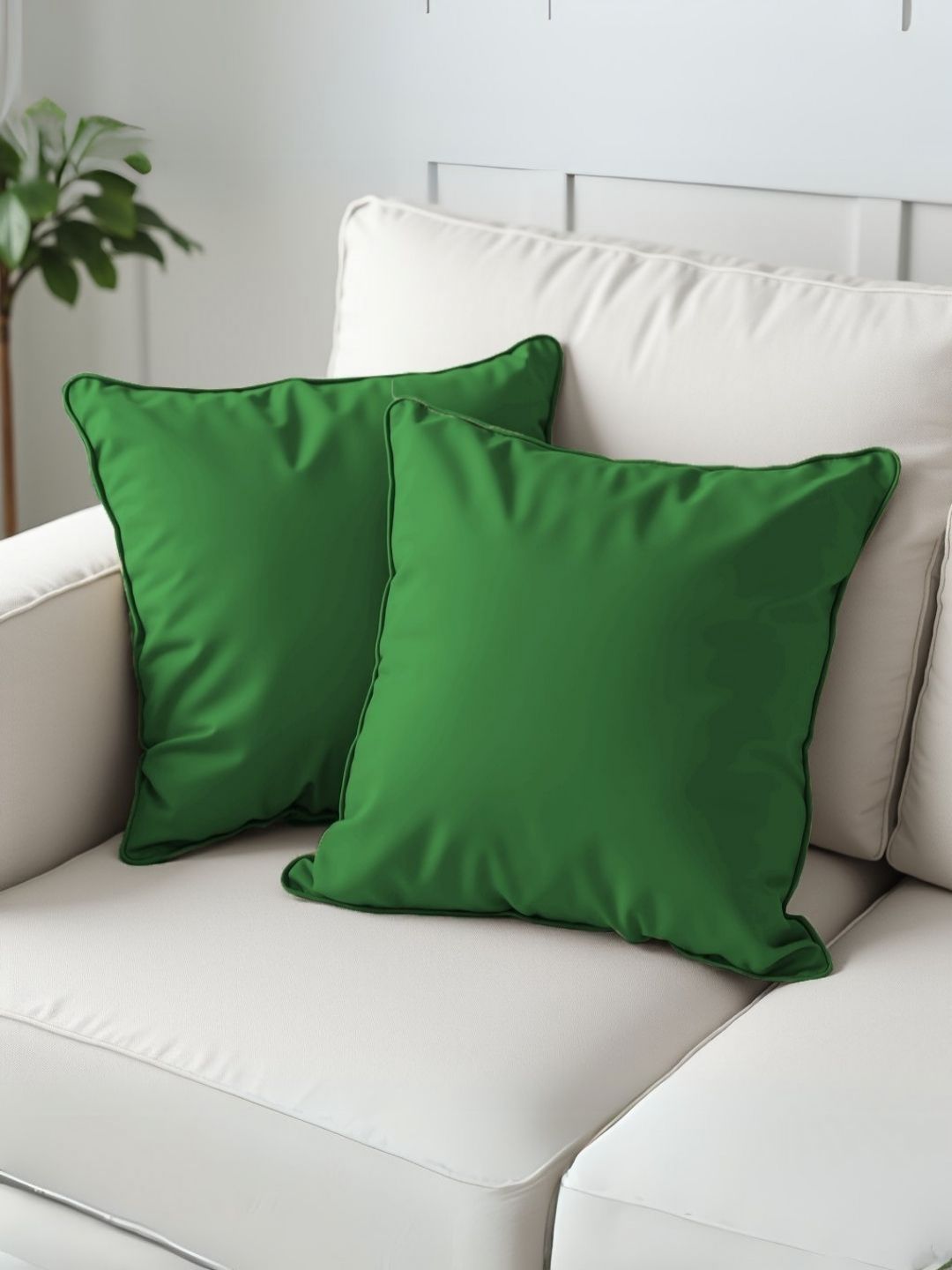 Aurave Green 2 Pieces Pure Cotton 210 TC Soft & Comfortable Square Cushion Covers-picture-19