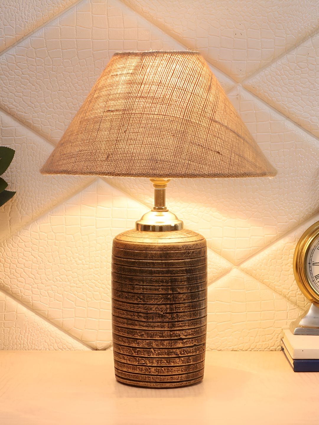 BrightDaisy Brown Terracotta Frusturical Shaped Table Lamp-picture-47