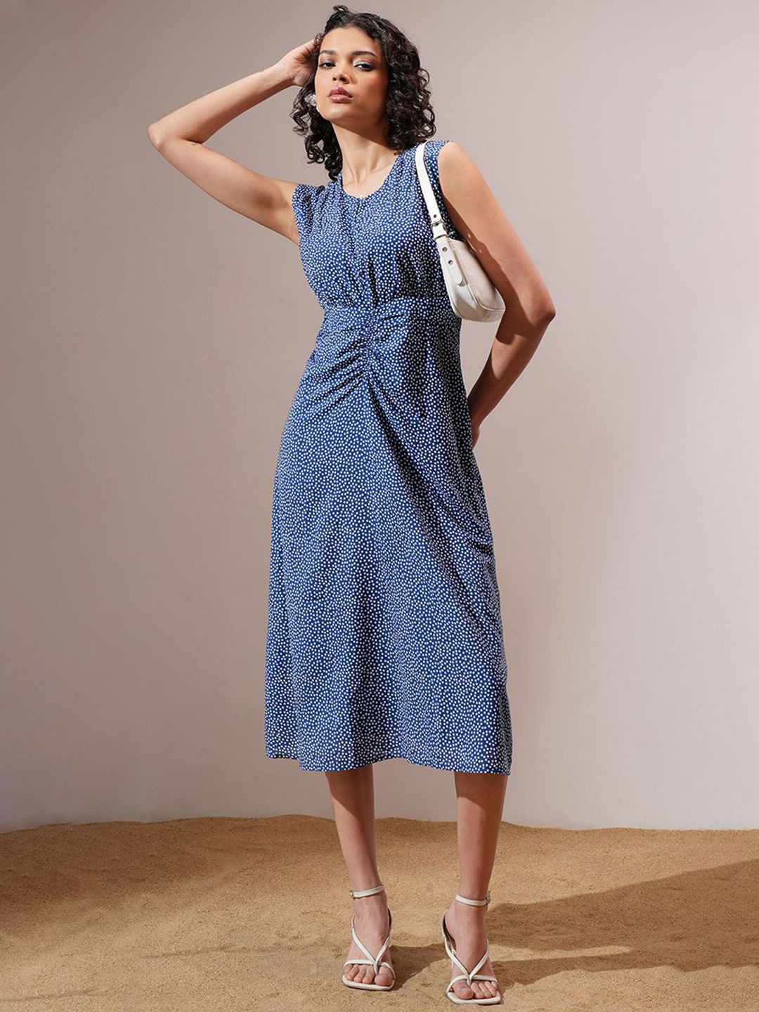 ESPYR By Tokyo Talkies Polka Dot Print A-Line Midi Dress