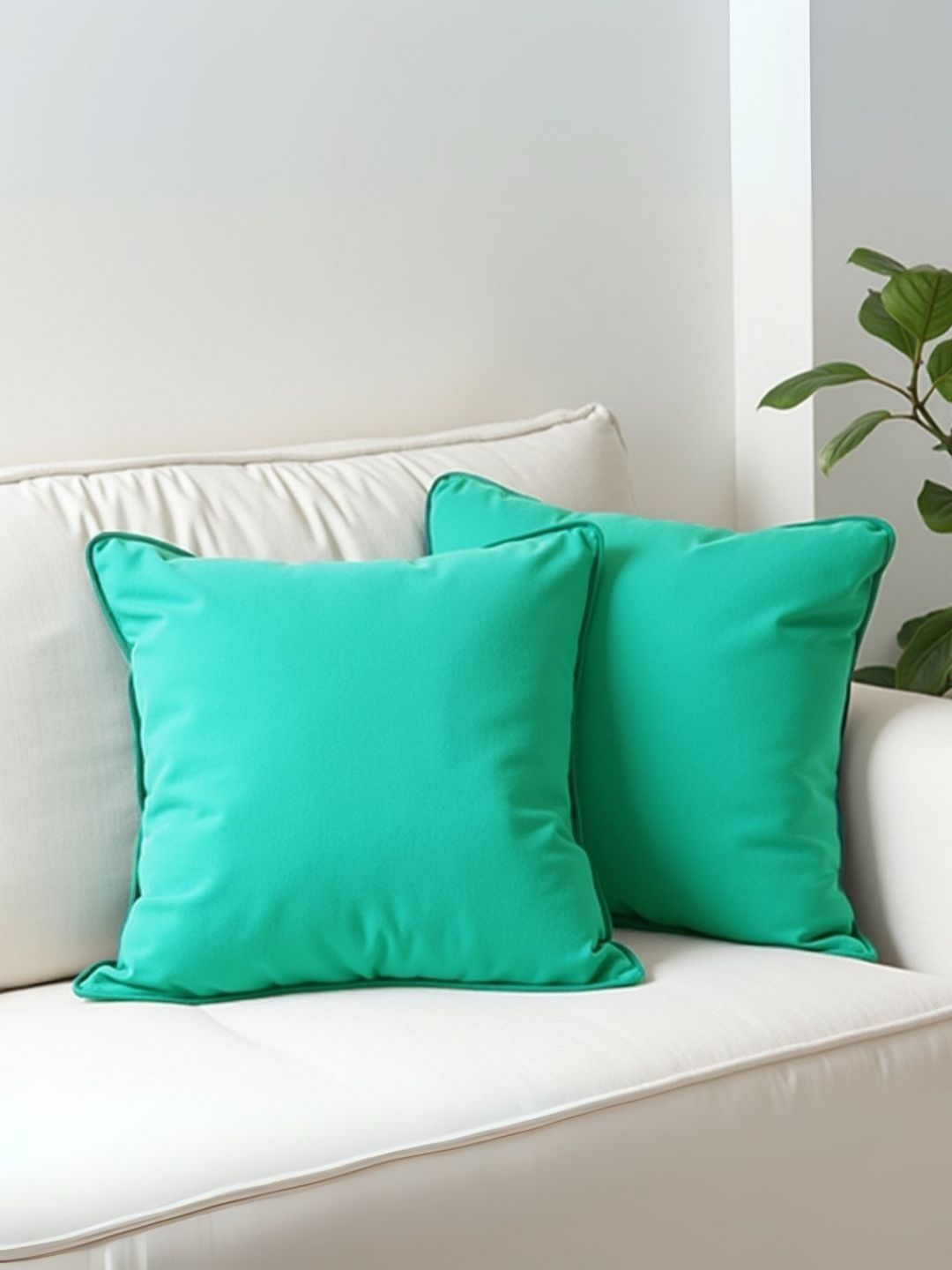 Aurave Green 2 Pieces Pure Cotton 210 TC Soft & Comfortable Square Cushion Covers-picture-12