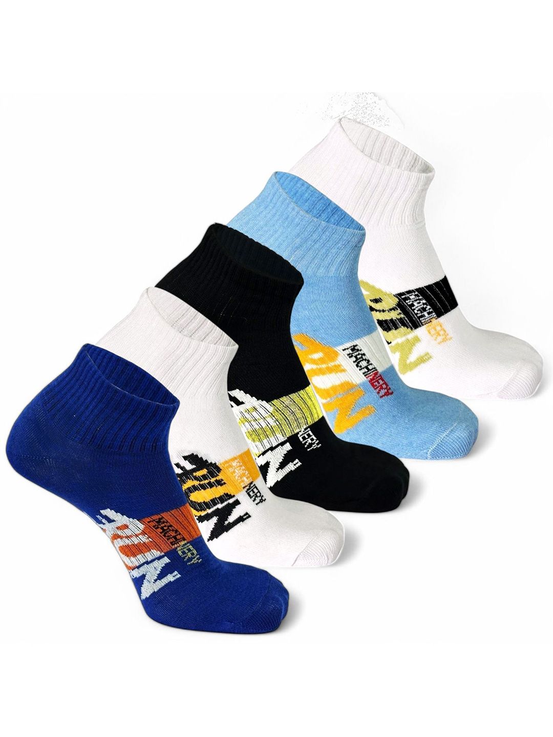 Sockscarving Men Pack Of 5 Patterned Cotton Breathable Ankle-Length Socks-picture-35