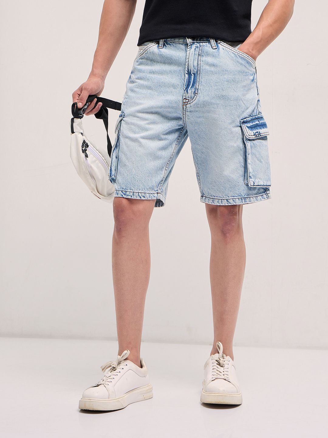 THE BEAR HOUSE Men Cotton Baggy Fit Denim Short-picture-13
