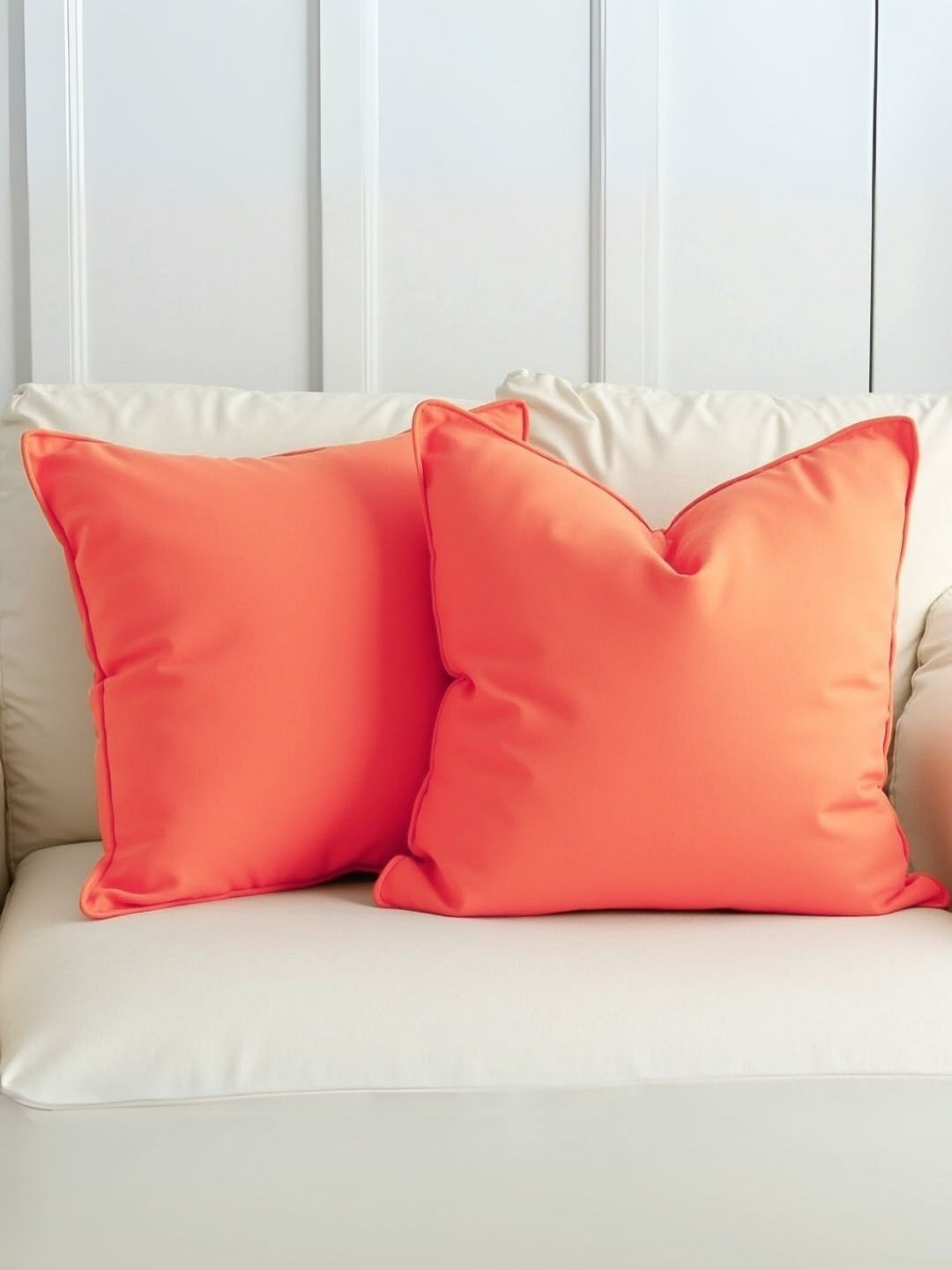 Aurave Peach-Coloured 2 Pieces Pure Cotton 210 TC Soft & Comfortable Square Cushion Covers-picture-15