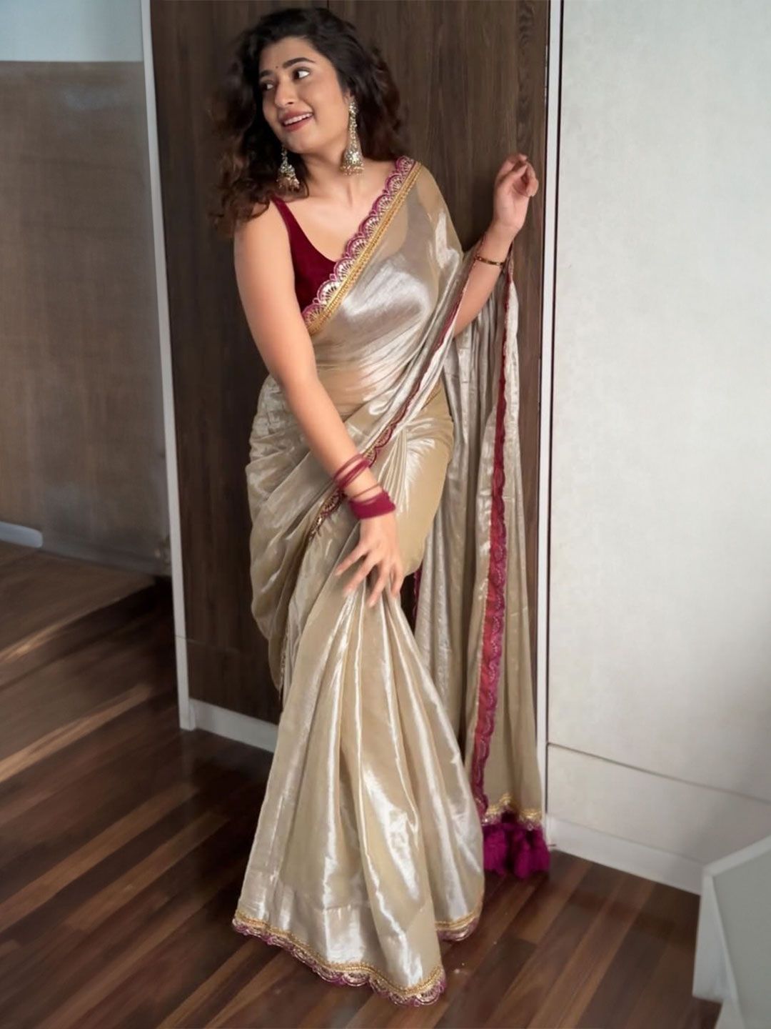 Moda Rapido Sequinned Tissue Bandhani Saree