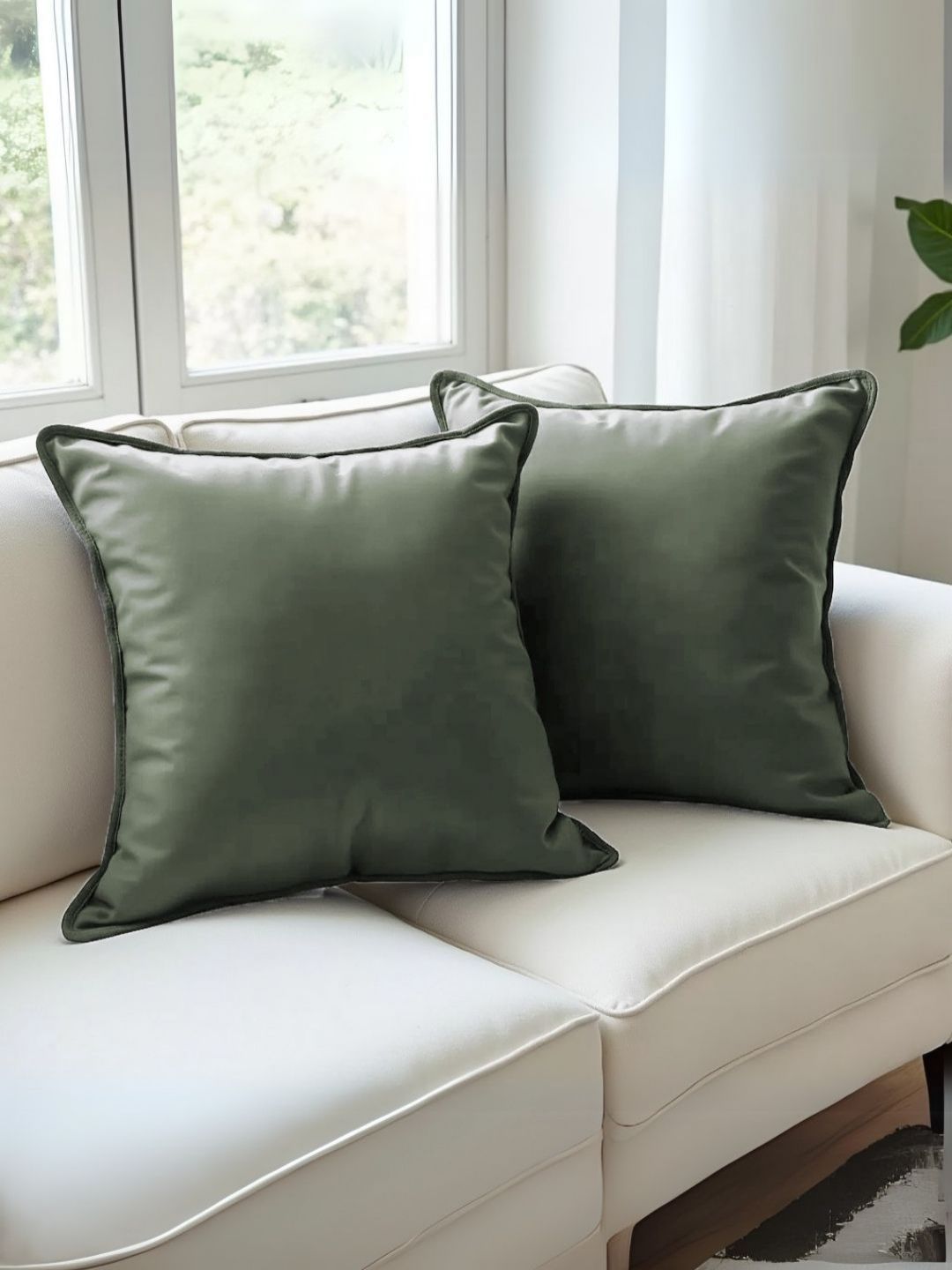 Aurave Grey 2 Pieces Pure Cotton 210 TC Soft & Comfortable Square Cushion Covers-picture-5