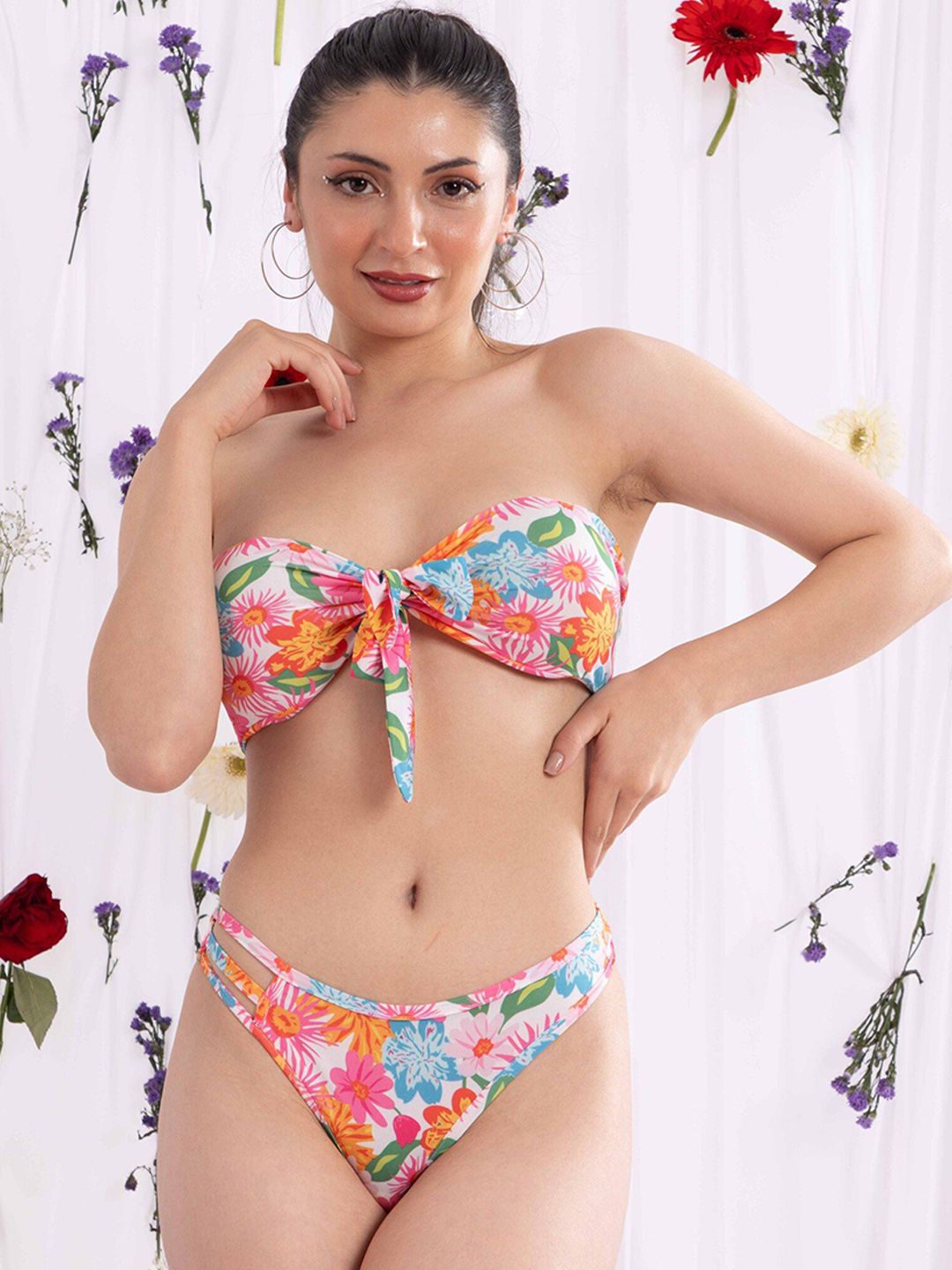 ELTIRE Women Printed Strapless Swim Bikini Set-image-46