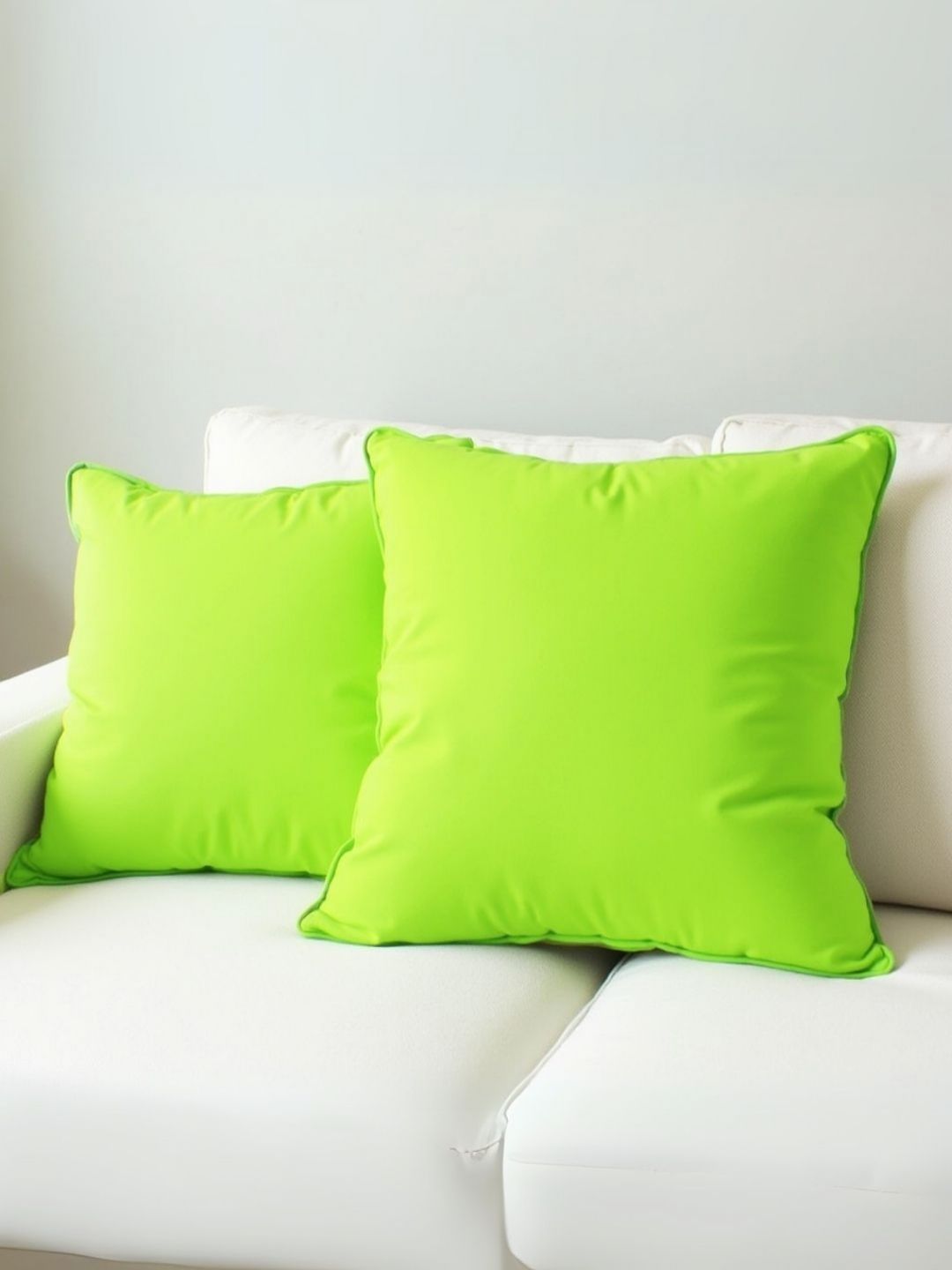 Aurave Fluorescent Green 2 Pieces Cotton 210 TC Soft & Comfortable Square Cushion Covers-picture-6